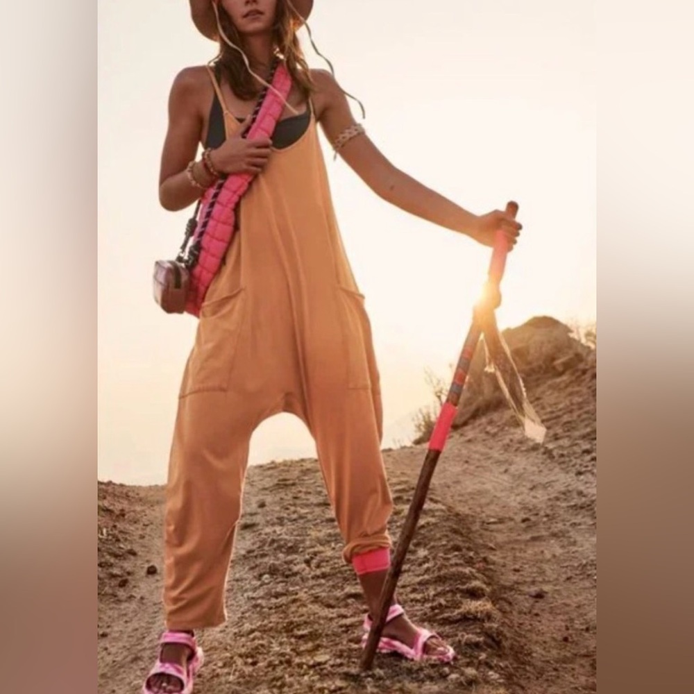 Free People Hot Shot Onesie Tan Jumpsuit for Women